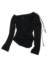 Beaded Cowl Neck Off-shoulder Long-sleeve Tunic